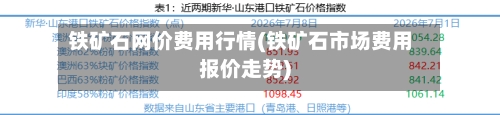 铁矿石网价费用行情(铁矿石市场费用报价走势)
