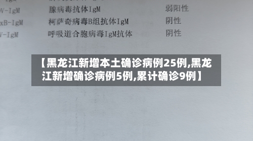 【黑龙江新增本土确诊病例25例,黑龙江新增确诊病例5例,累计确诊9例】