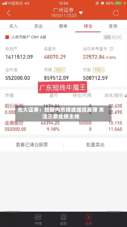 光大证券：短期内市场或继续反弹 关注三条业绩主线-第2张图片