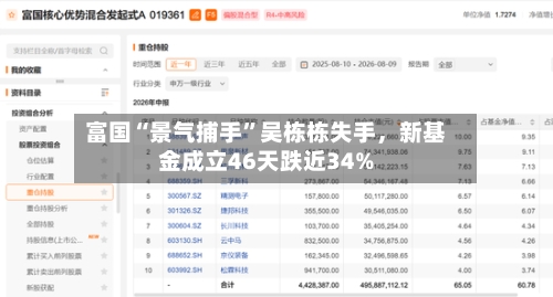 富国“景气捕手”吴栋栋失手	，新基金成立46天跌近34%-第3张图片