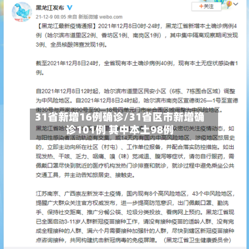 31省新增16例确诊/31省区市新增确诊101例 其中本土98例