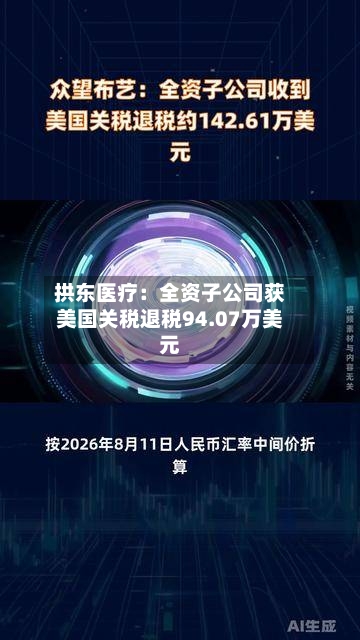 拱东医疗:全资子公司获美国关税退税94.07万美元-第2张图片