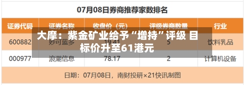 大摩：紫金矿业给予“增持	”评级 目标价升至61港元-第1张图片
