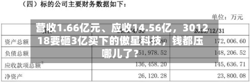 营收1.66亿元、应收14.56亿	，301218要砸3亿买下的傲星科技，钱都压哪儿了？-第1张图片