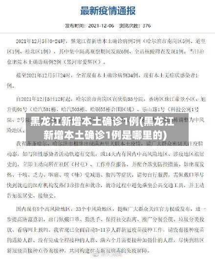 黑龙江新增本土确诊1例(黑龙江新增本土确诊1例是哪里的)