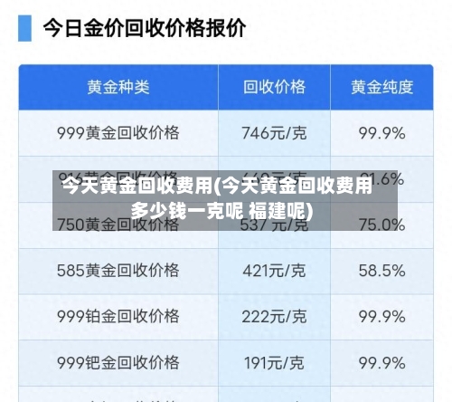 今天黄金回收费用(今天黄金回收费用多少钱一克呢 福建呢)