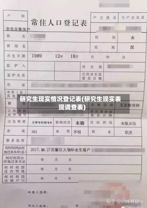 研究生现实情况登记表(研究生现实表现调查表)