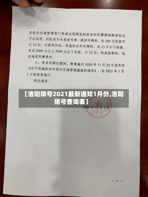 【洛阳限号2021最新通知1月份,洛阳限号查询表】