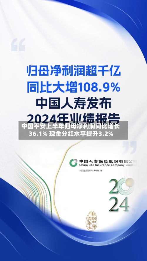 中国平安上半年归母净利润同比增长36.1% 现金分红水平提升3.2%