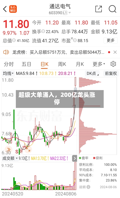 超级大单涌入，200亿龙头涨停
